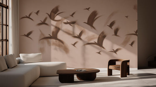 Contemporary Peach wallpaper for Living Room