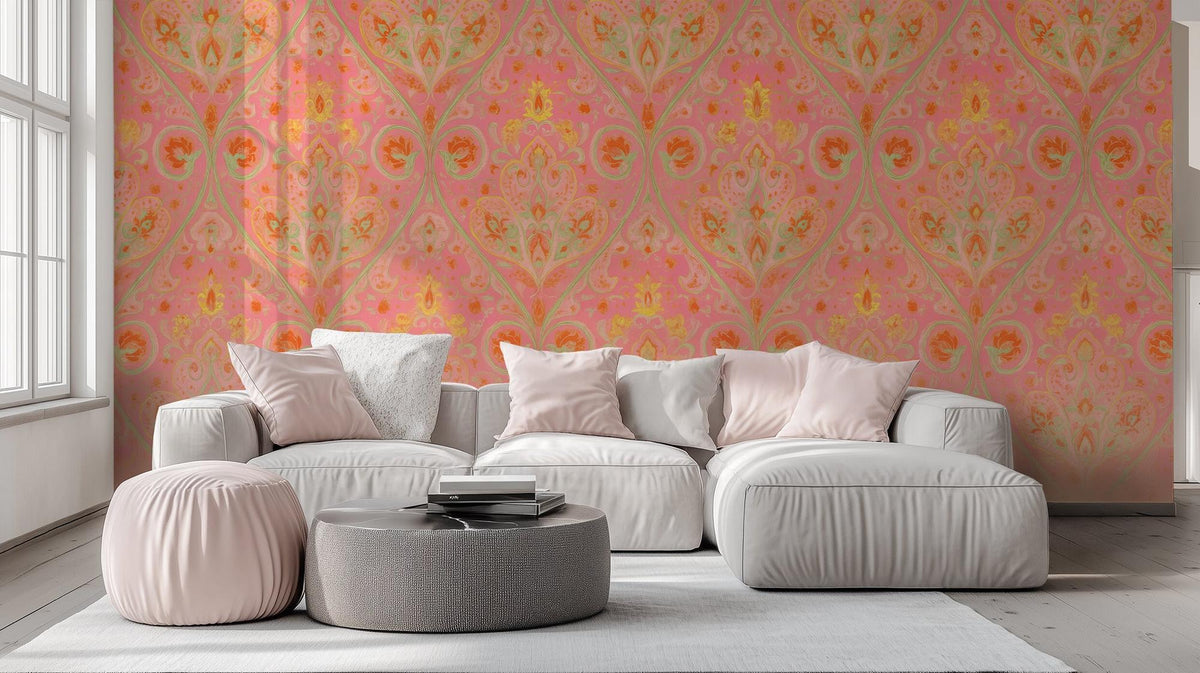 Traditional Peach wallpaper for Living Room