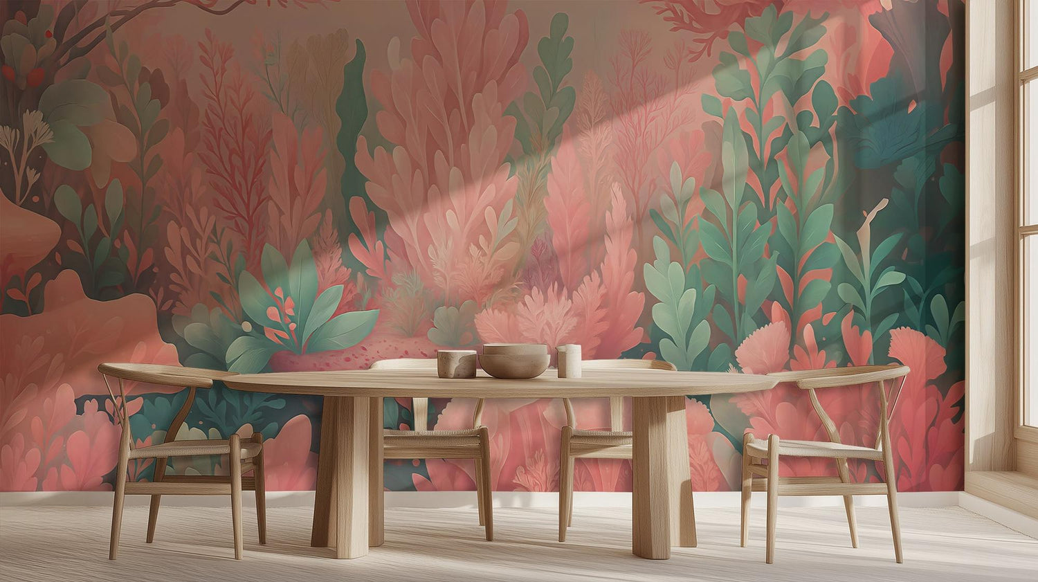 Abstract Pink wallpaper for Dining Room