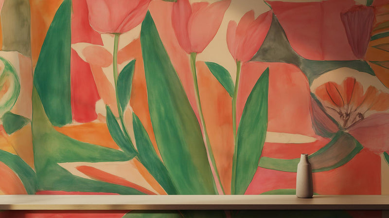 Abstract Pink wallpaper for Living Room