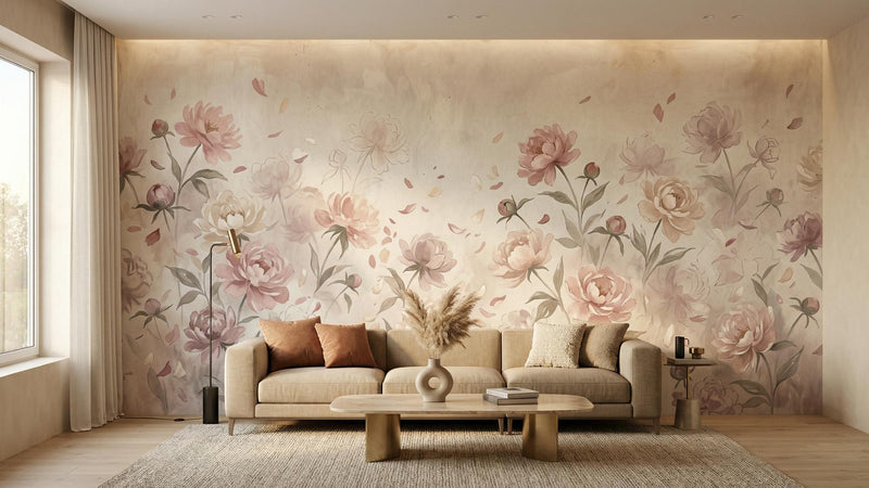 Yatak Odası için Art Nouveau Pembe duvar kağıdı