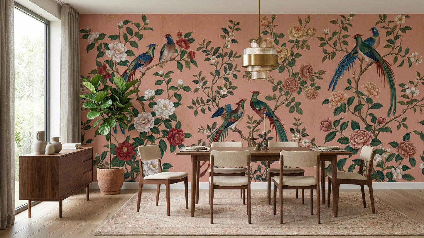 Art Nouveau Pink wallpaper for Dining Room