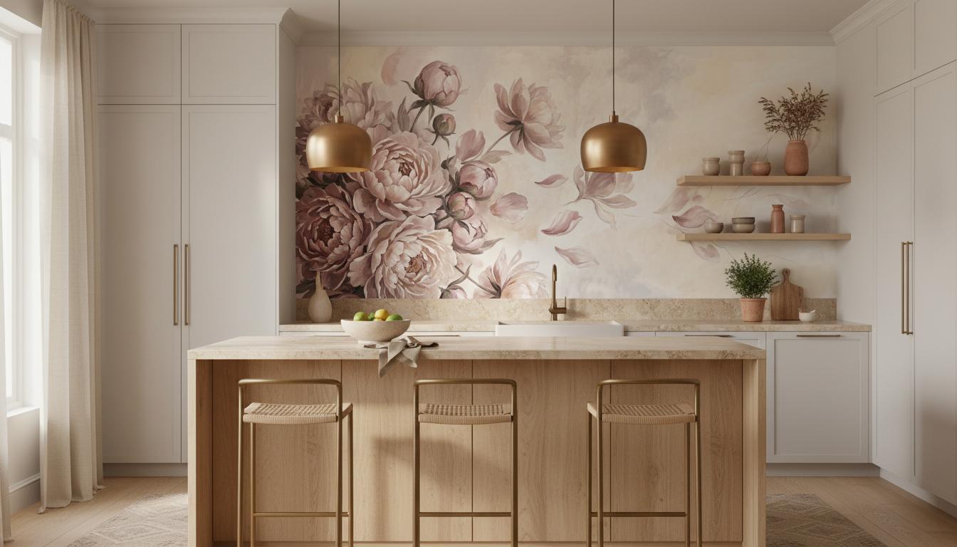 Art Nouveau Pink wallpaper for Kitchen