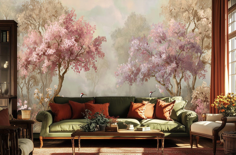 Art Nouveau Pink wallpaper for Living Room
