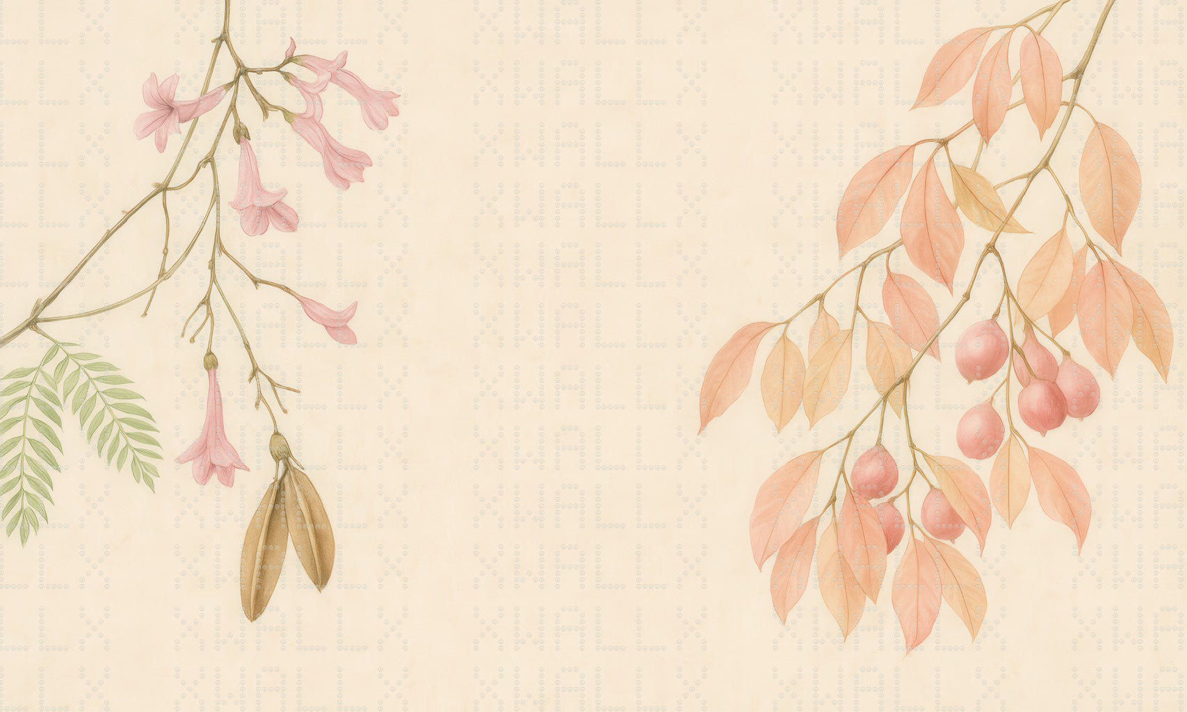Pastel Botanical Floral Wallpaper