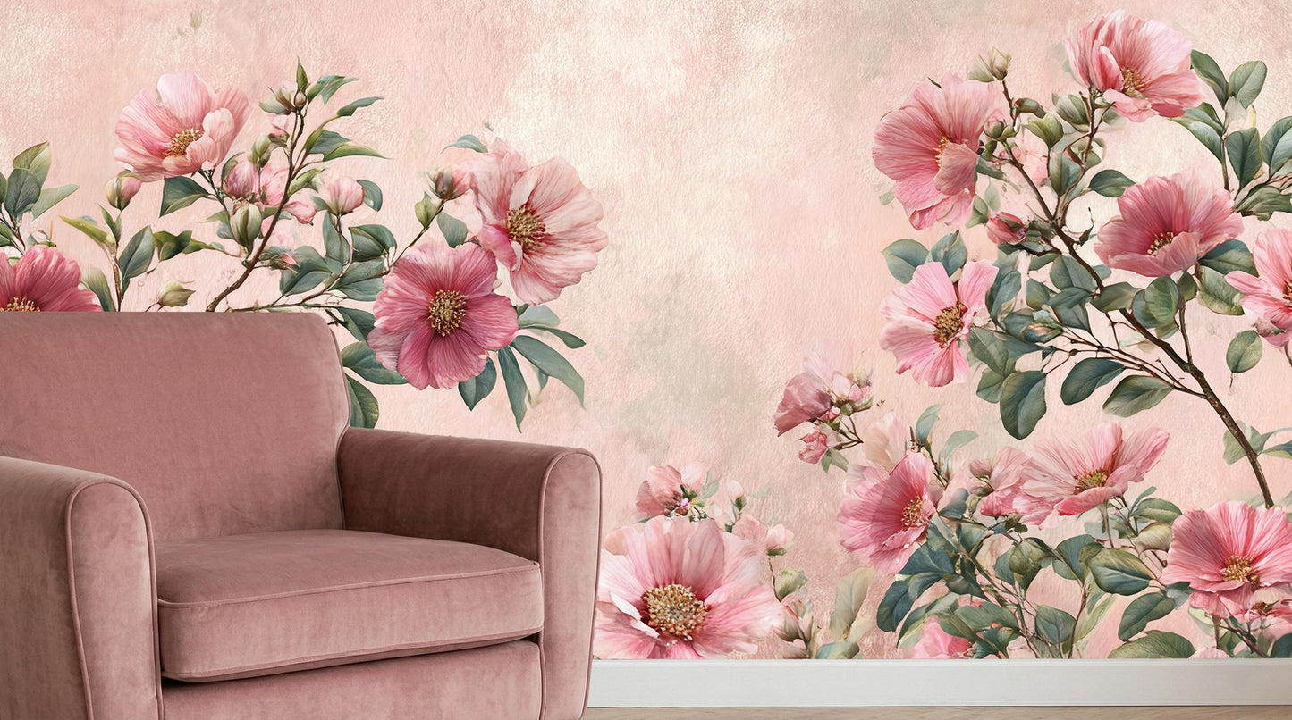 Botanical Pink wallpaper for Bedroom