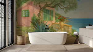 Coastal Pink wallpaper for Bathroom
