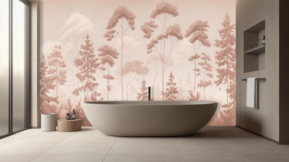 Contemporary Pink wallpaper for Bathroom