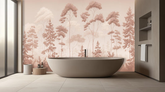 Contemporary Pink wallpaper for Bathroom