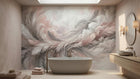 White Contemporary Pink wallpaper for Bathroom