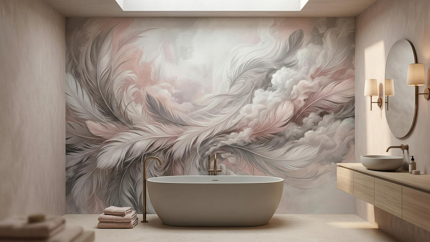 Contemporary Pink wallpaper for Bathroom