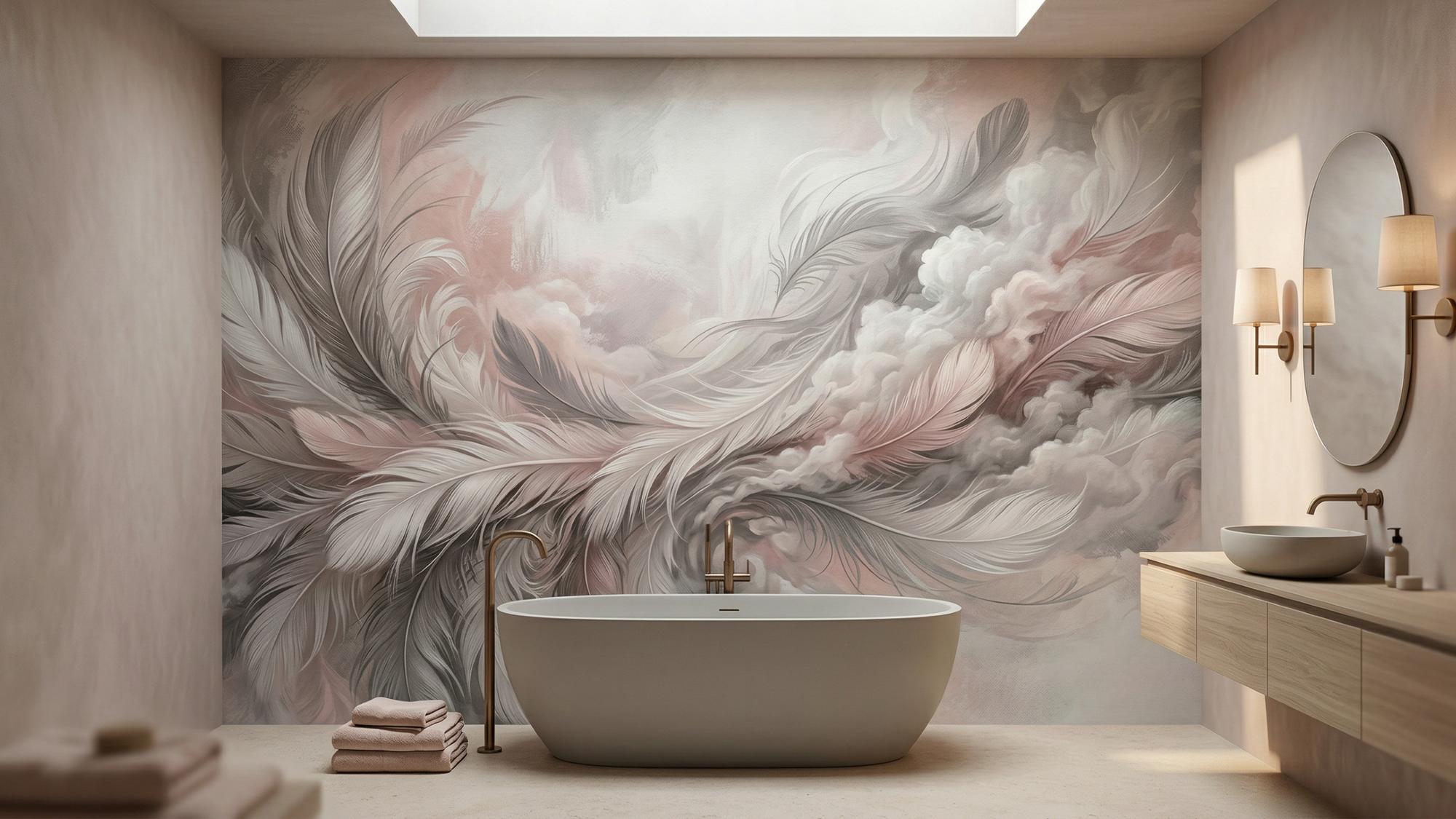 Contemporary Pink wallpaper for Bathroom