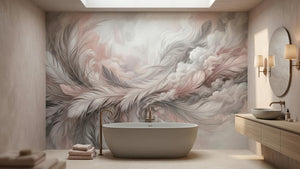 Contemporary Pink wallpaper for Bathroom