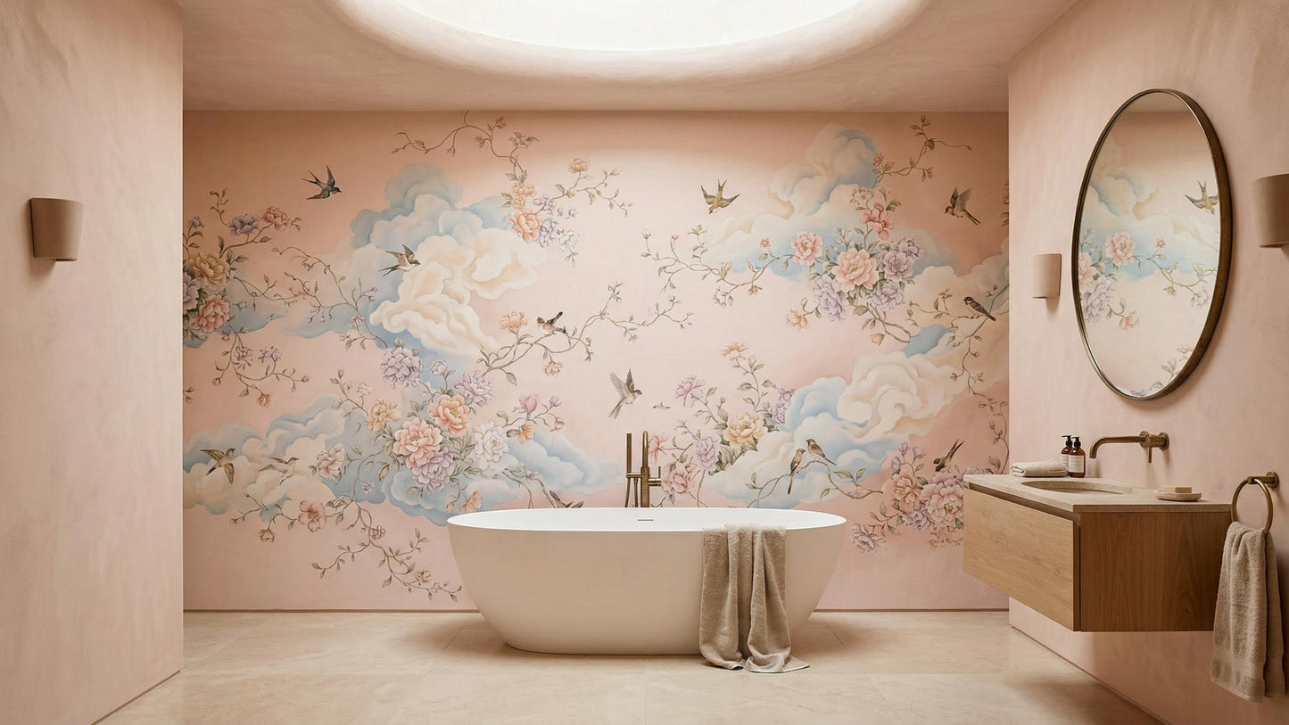 Contemporary Pink wallpaper for Bathroom