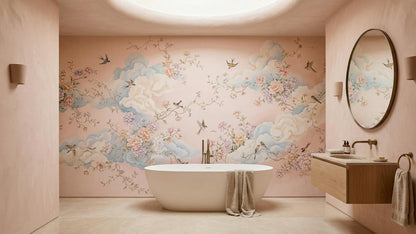 Contemporary Pink wallpaper for Bathroom