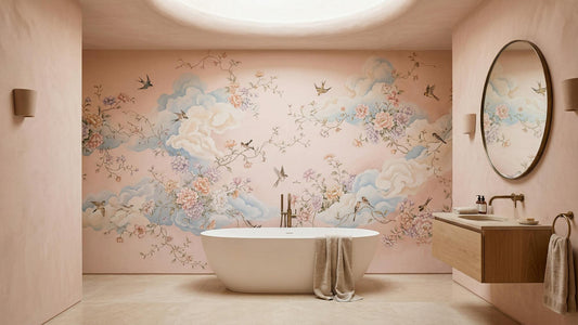 Contemporary Pink wallpaper for Bathroom