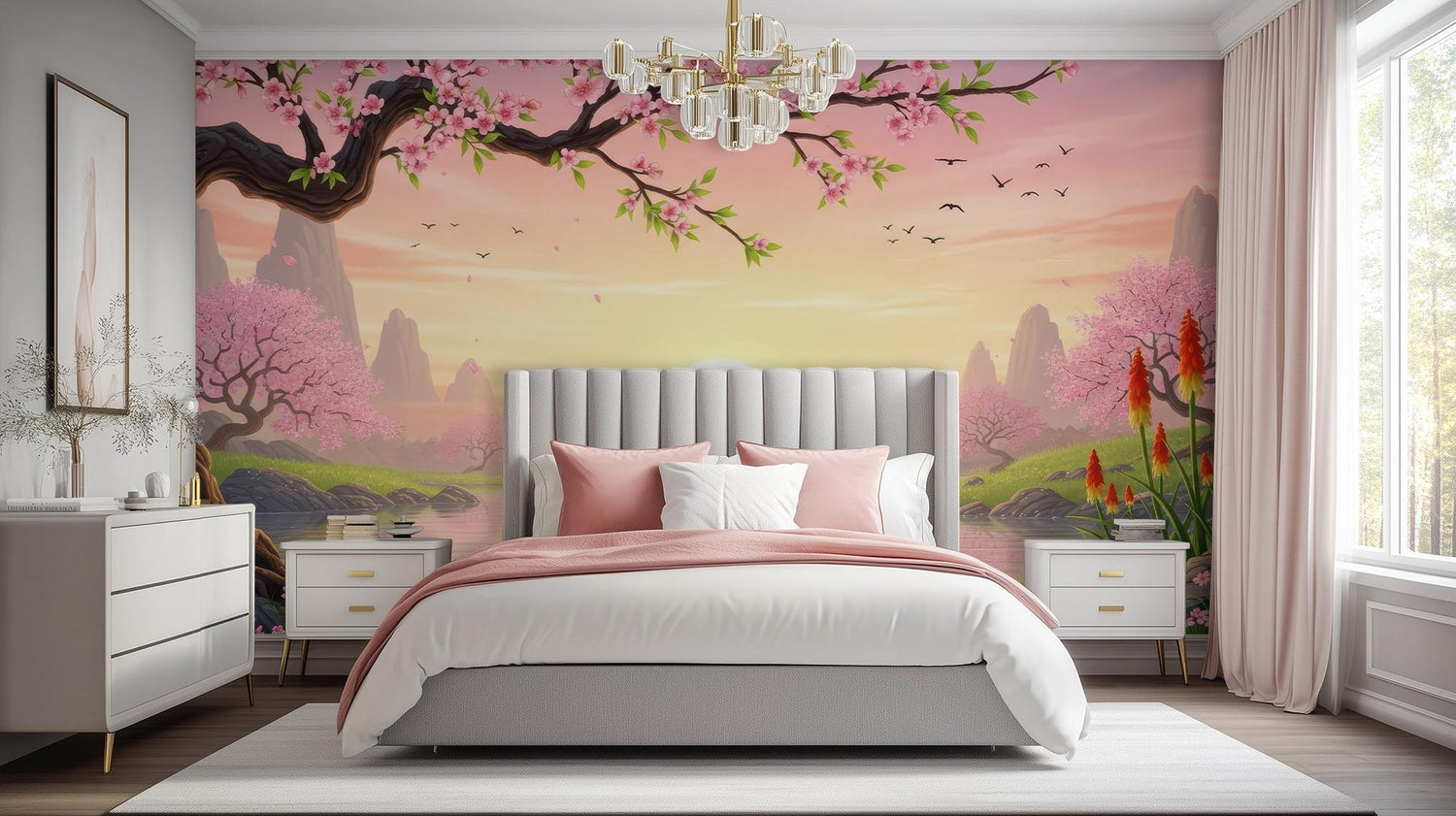 Contemporary Pink wallpaper for Bedroom