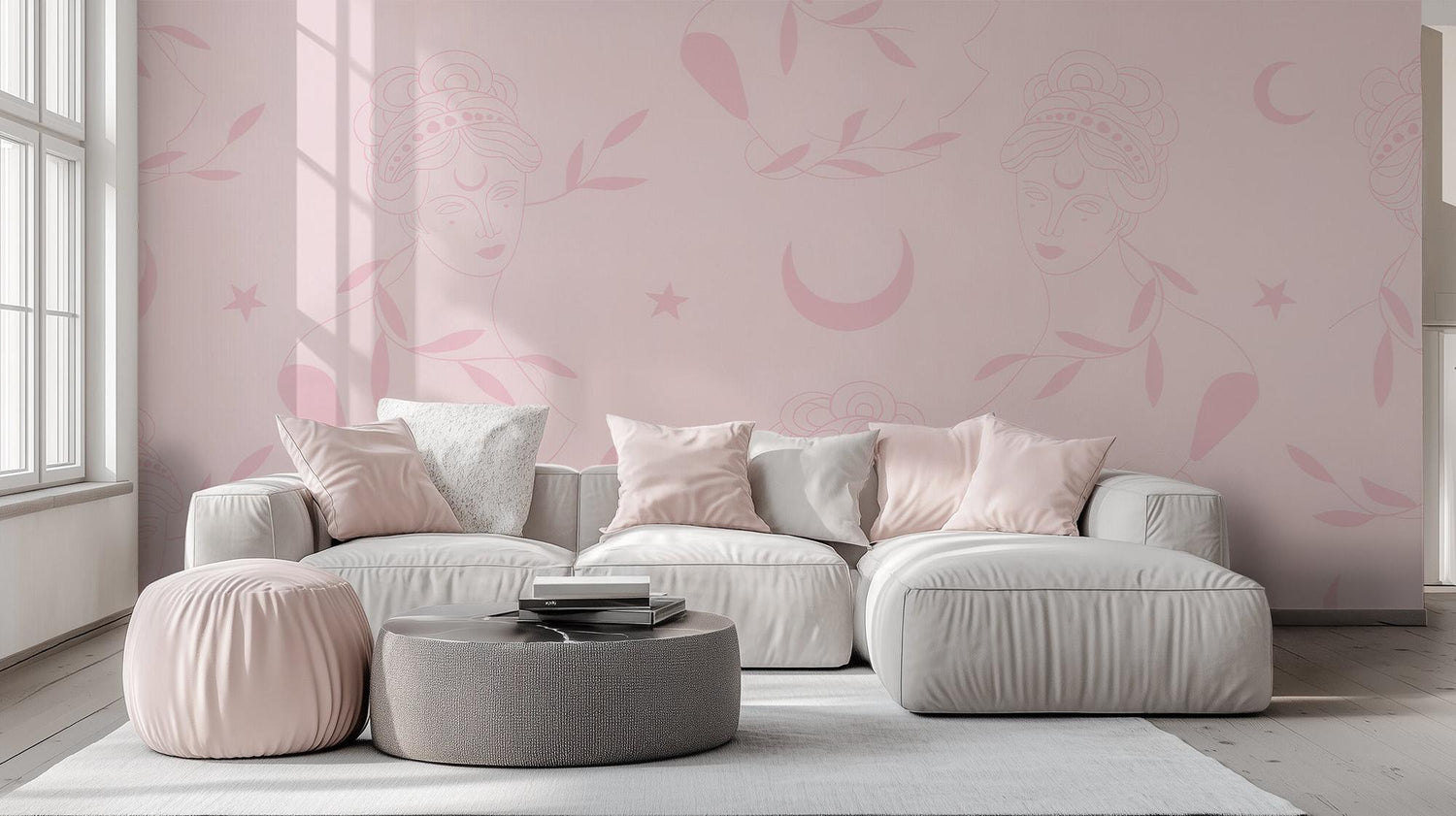 Çağdaş Pembe duvar kağıdı Yatak Odası için