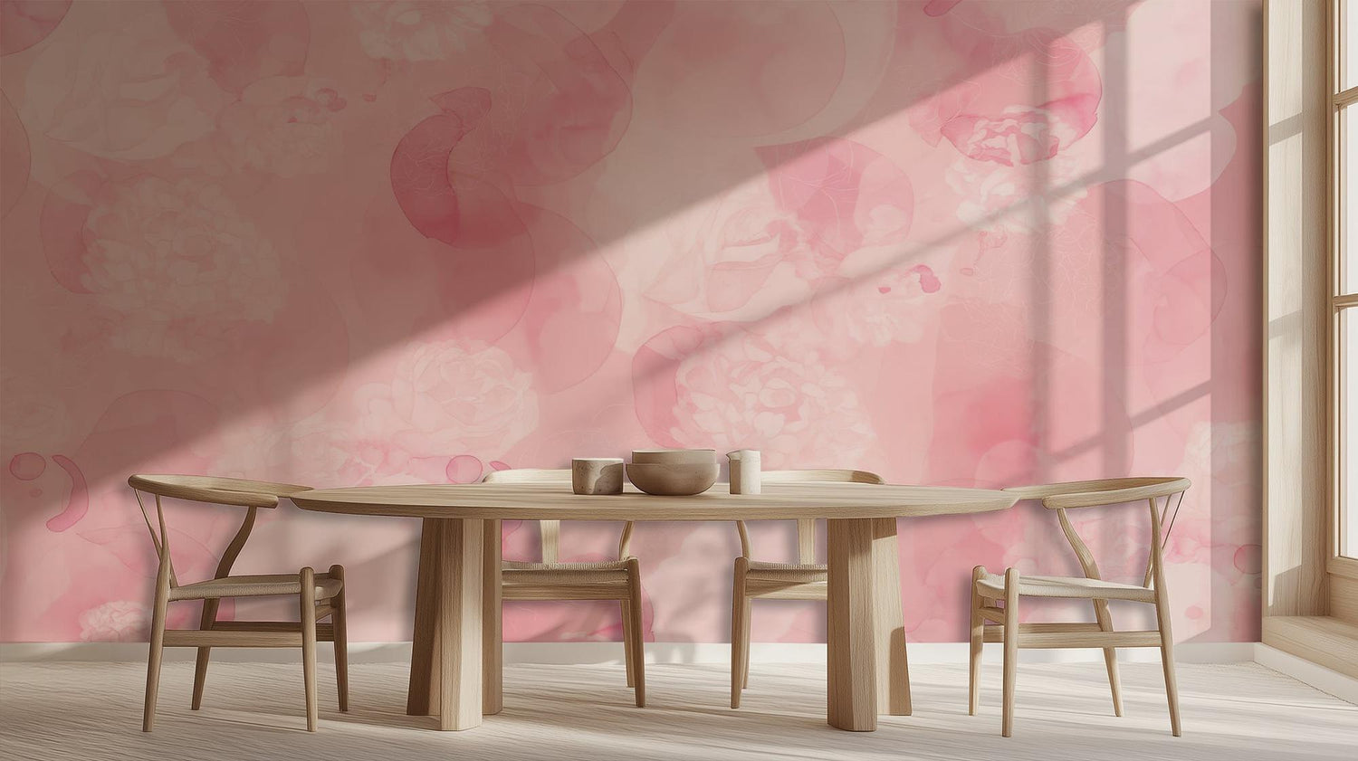 Contemporary Pink wallpaper for Dining Room