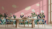Contemporary Pink wallpaper for Dining Room