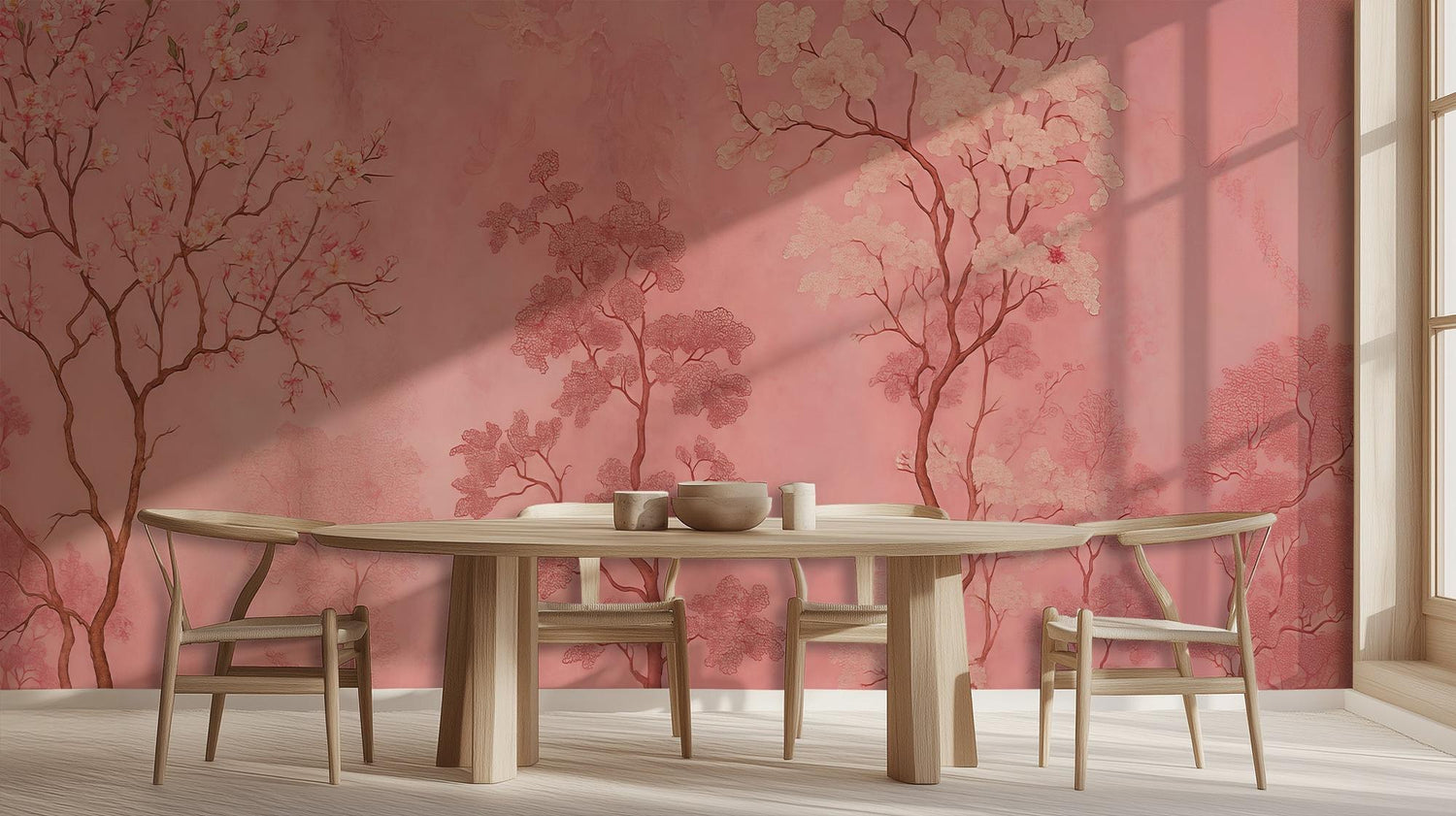 Contemporary Pink wallpaper for Dining Room