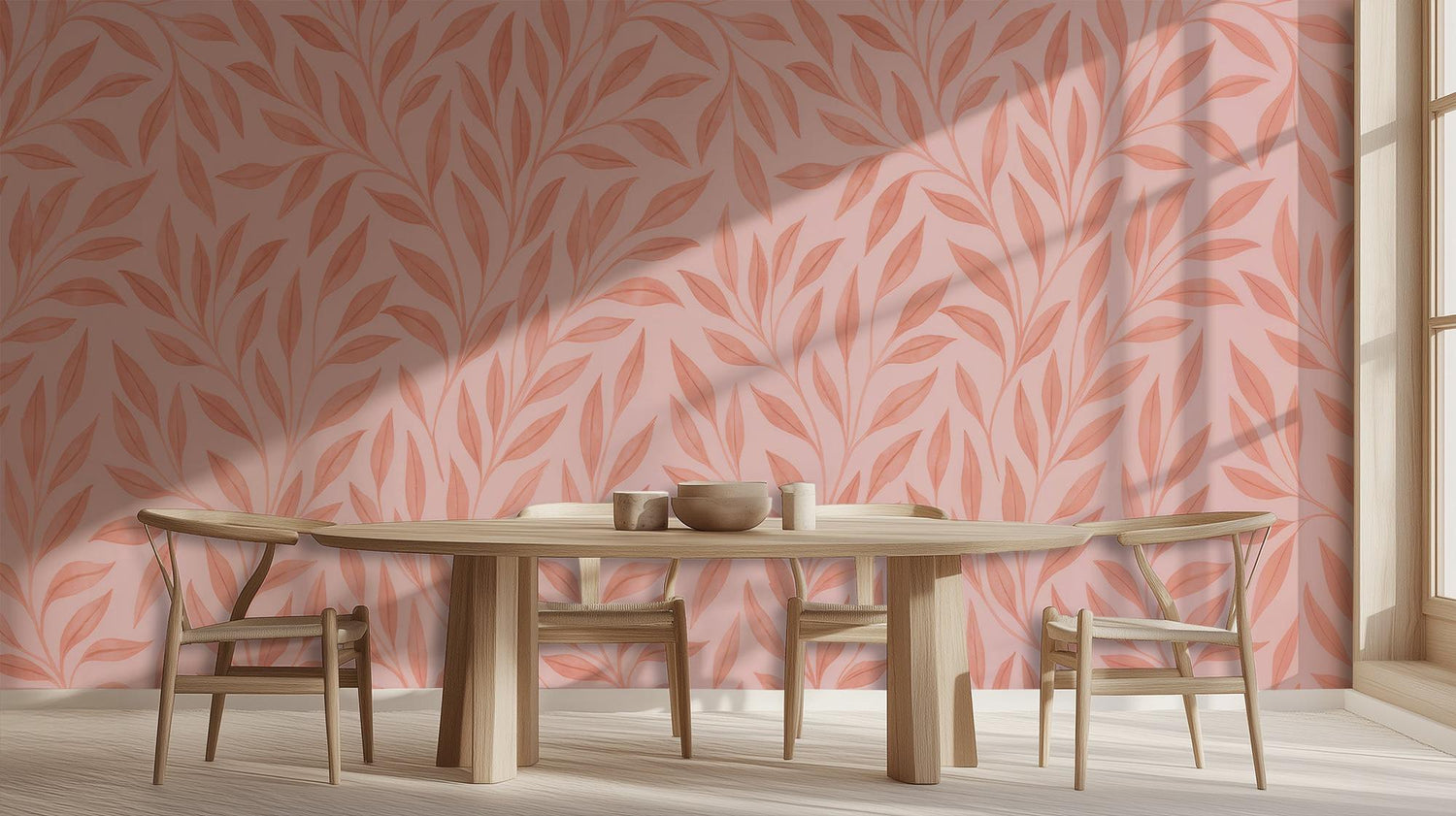 Contemporary Pink wallpaper for Dining Room