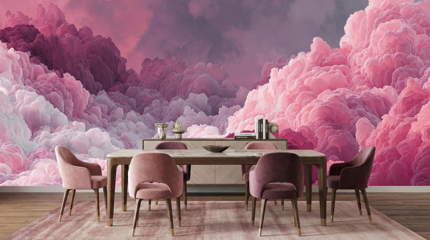 Contemporary Pink wallpaper for Dining Room