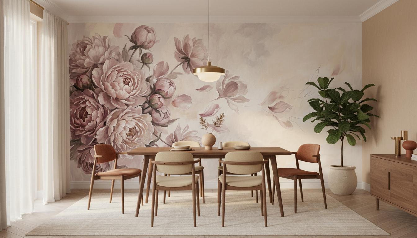 Contemporary Pink wallpaper for Dining Room