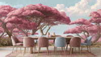 Contemporary Pink wallpaper for Dining Room