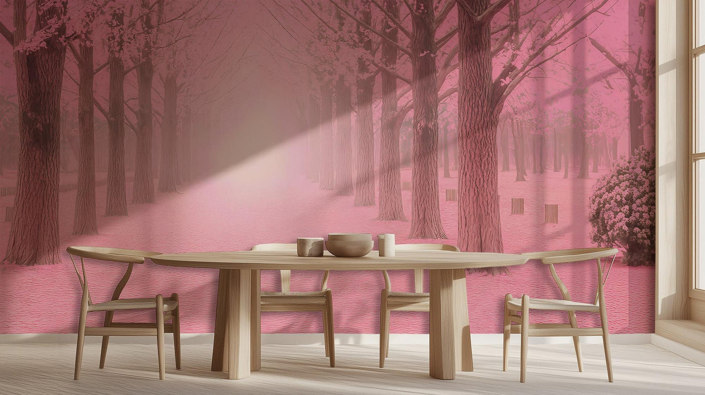 Contemporary Pink wallpaper for Dining Room