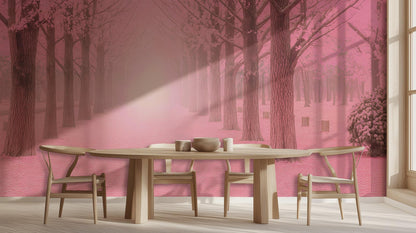 Contemporary Pink wallpaper for Dining Room