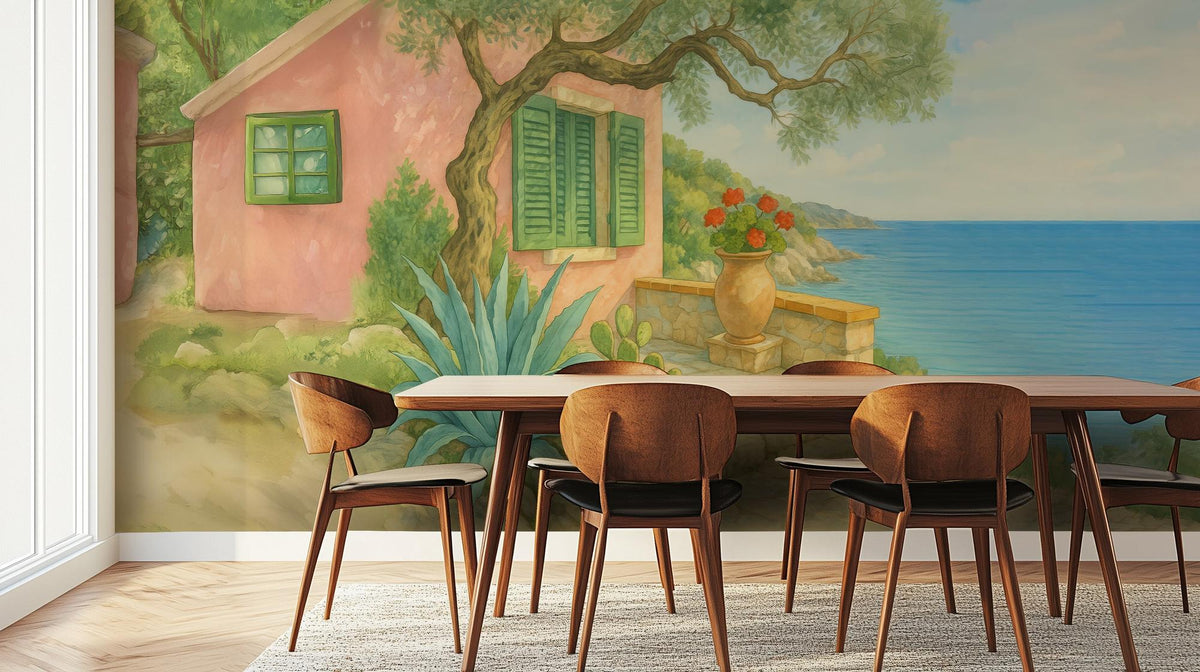 Contemporary Pink wallpaper for Dining Room