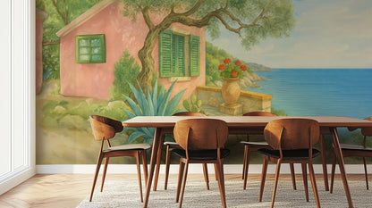 Contemporary Pink wallpaper for Dining Room
