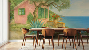 Contemporary Pink wallpaper for Dining Room