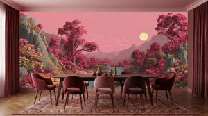 Contemporary Pink wallpaper for Dining Room