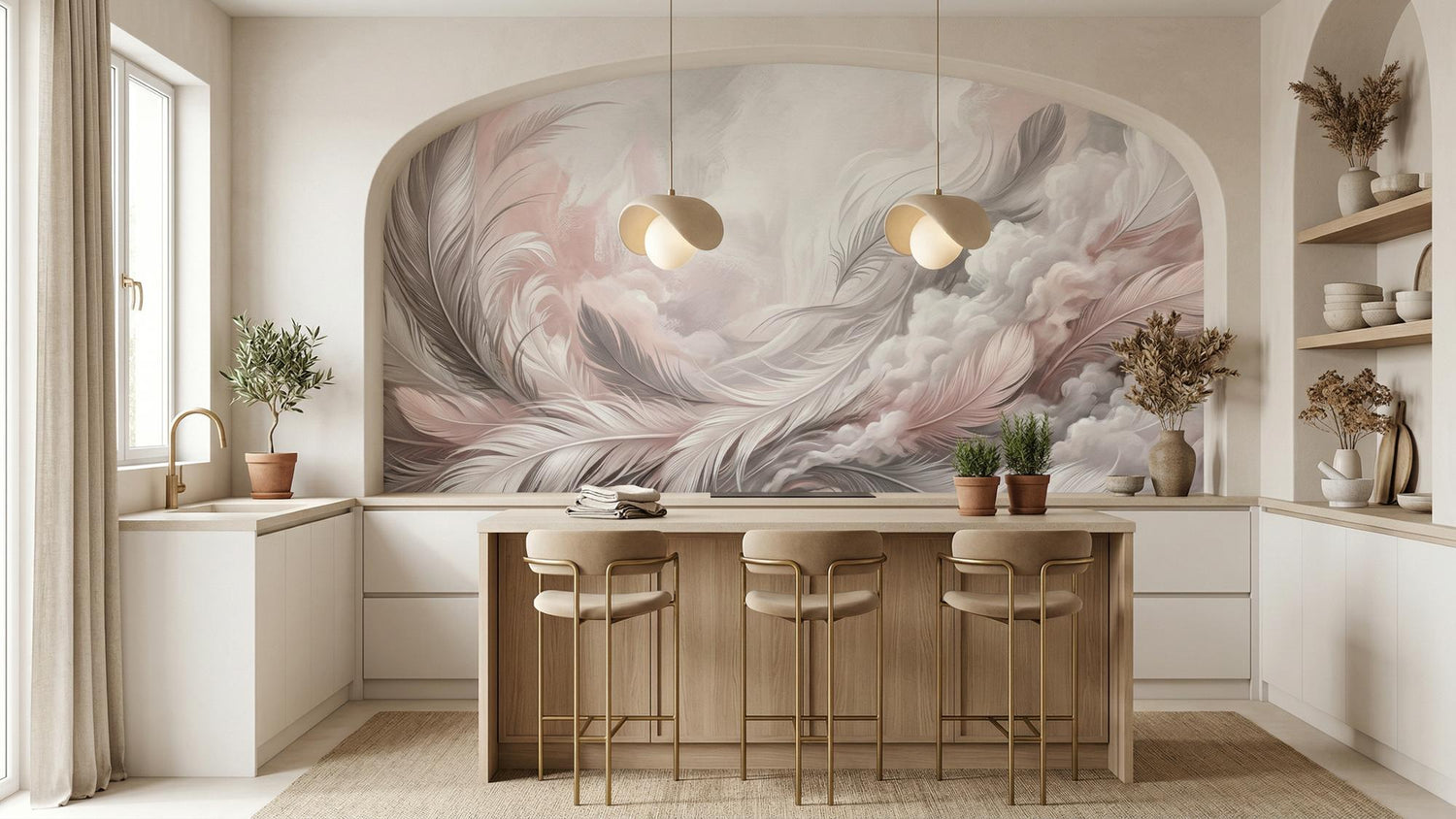 Contemporary Pink wallpaper for Kitchen