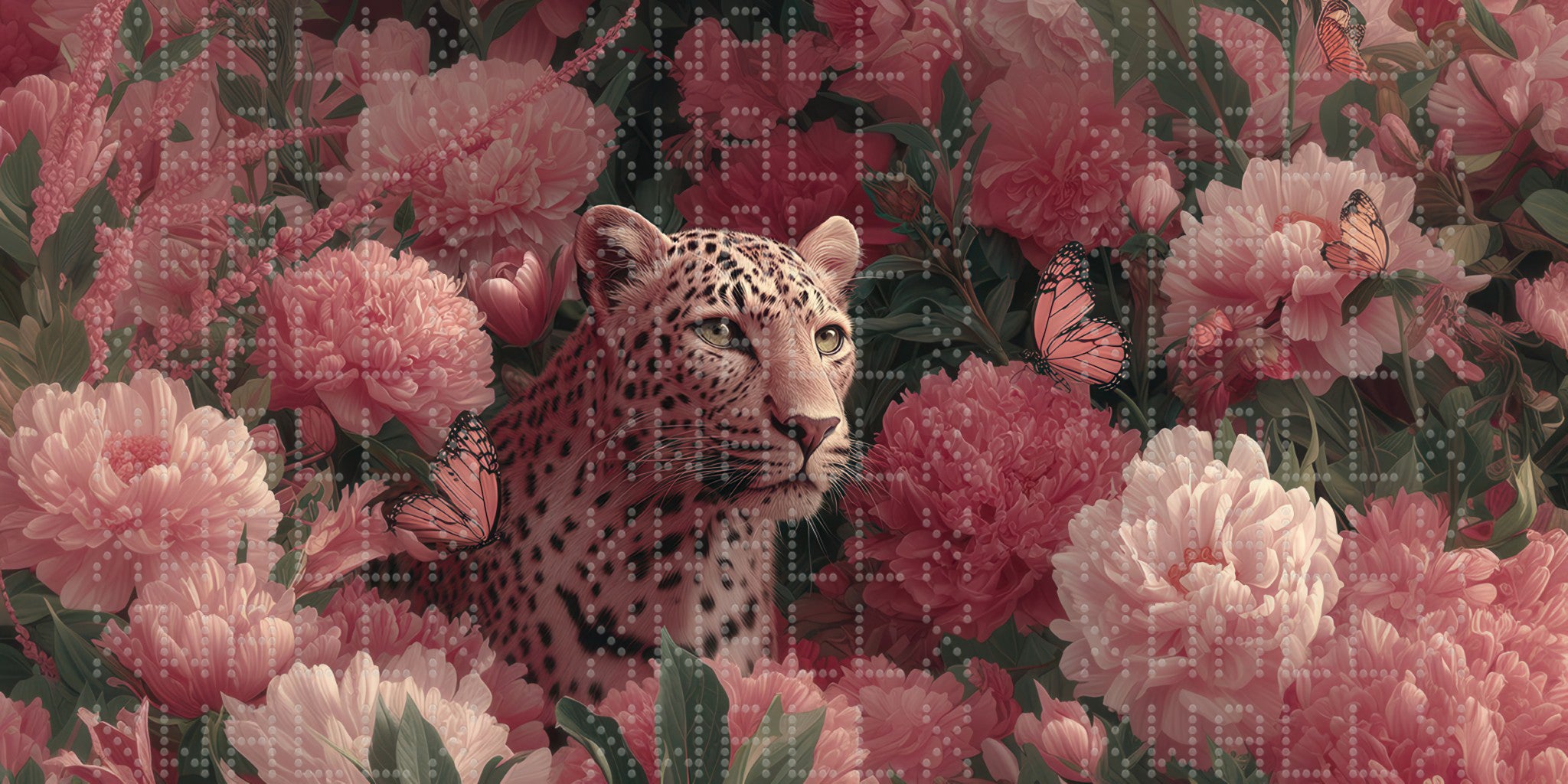Leopard and Blossom Wallpaper