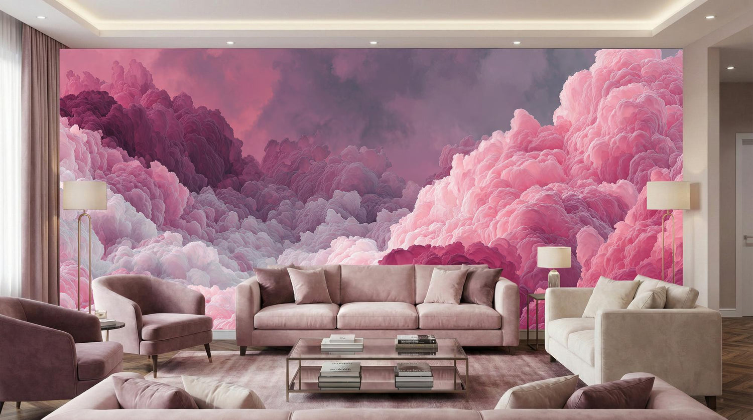 Contemporary Pink wallpaper for Living Room