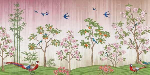 Vibrant Blossom and Bird Wallpaper - Sample