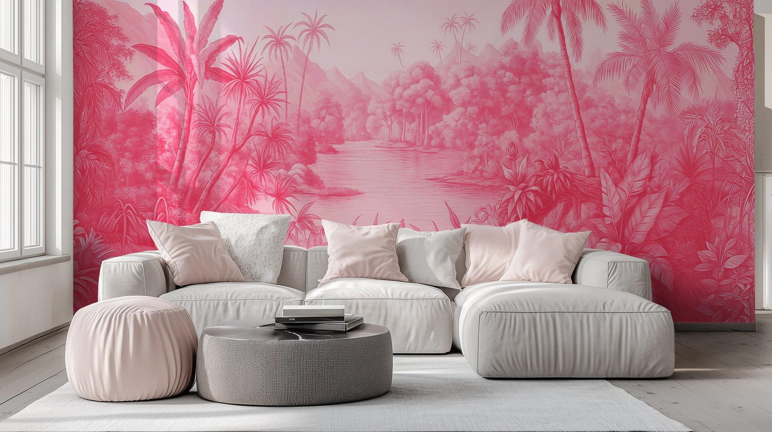 Contemporary Pink wallpaper for Living Room