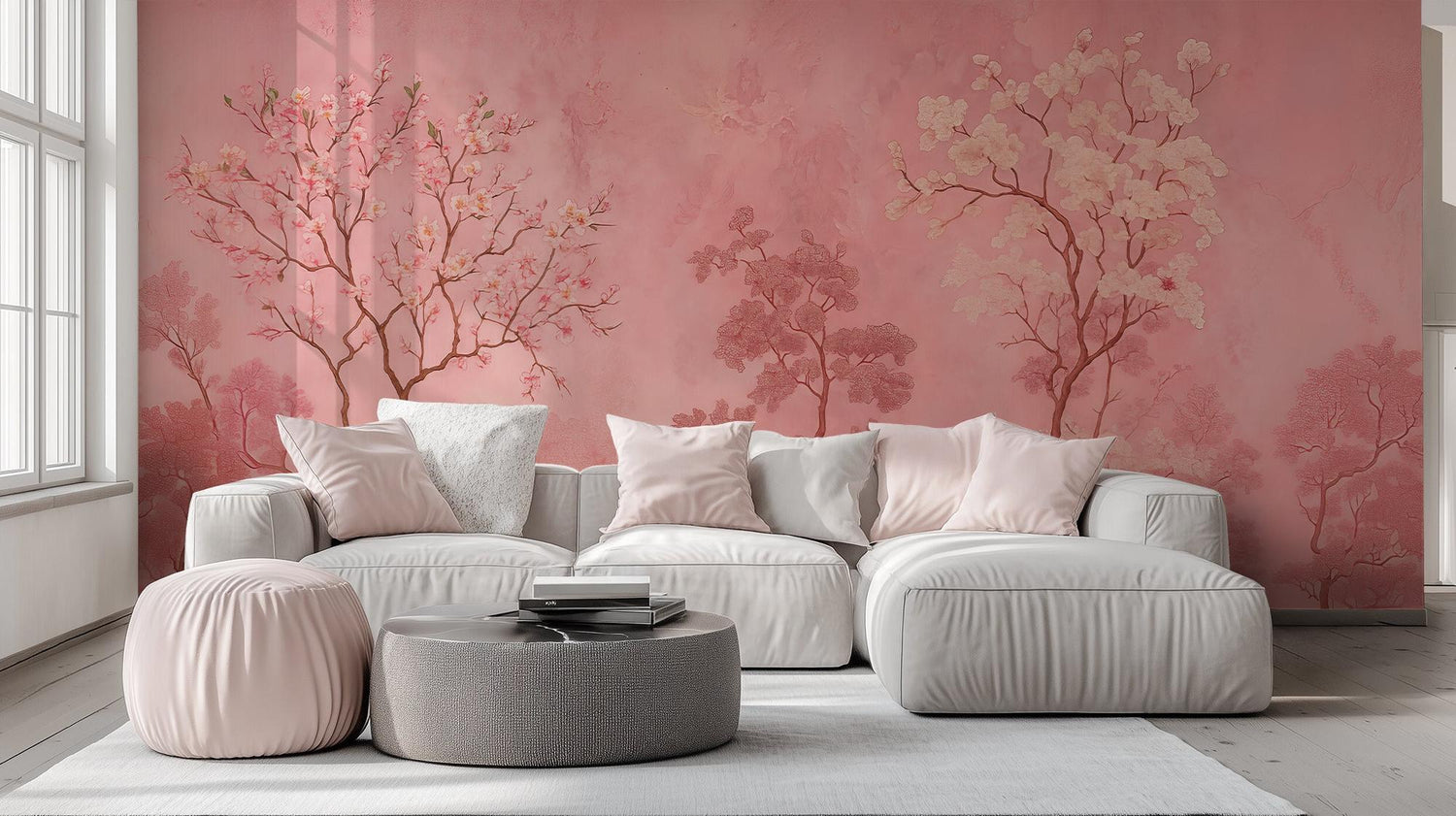 Contemporary Pink wallpaper for Living Room