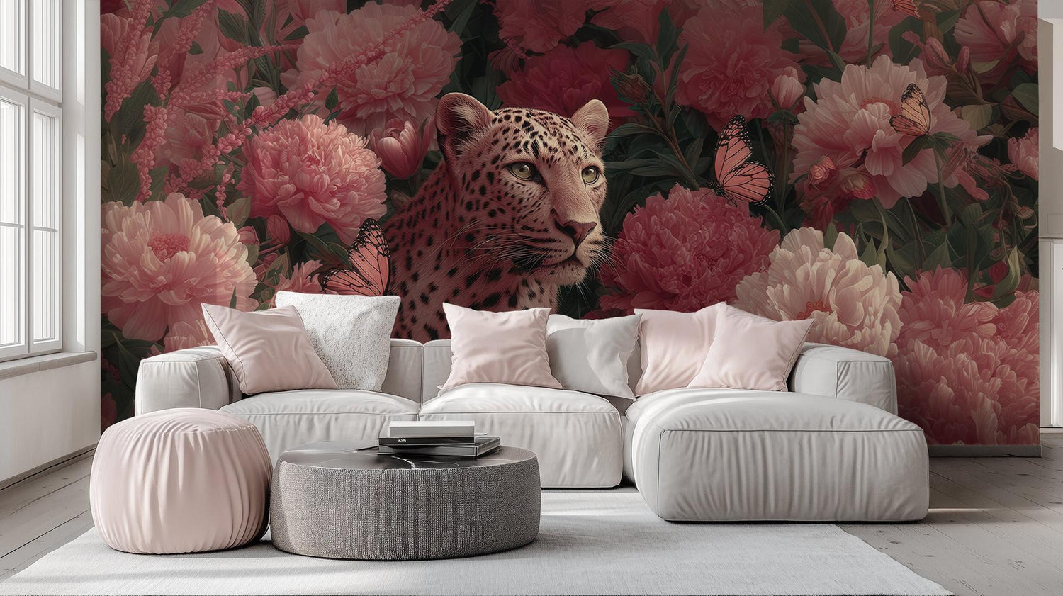Contemporary Pink wallpaper for Living Room