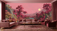 Contemporary Pink wallpaper for Living Room