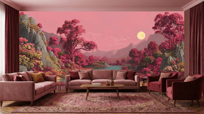 Contemporary Pink wallpaper for Living Room