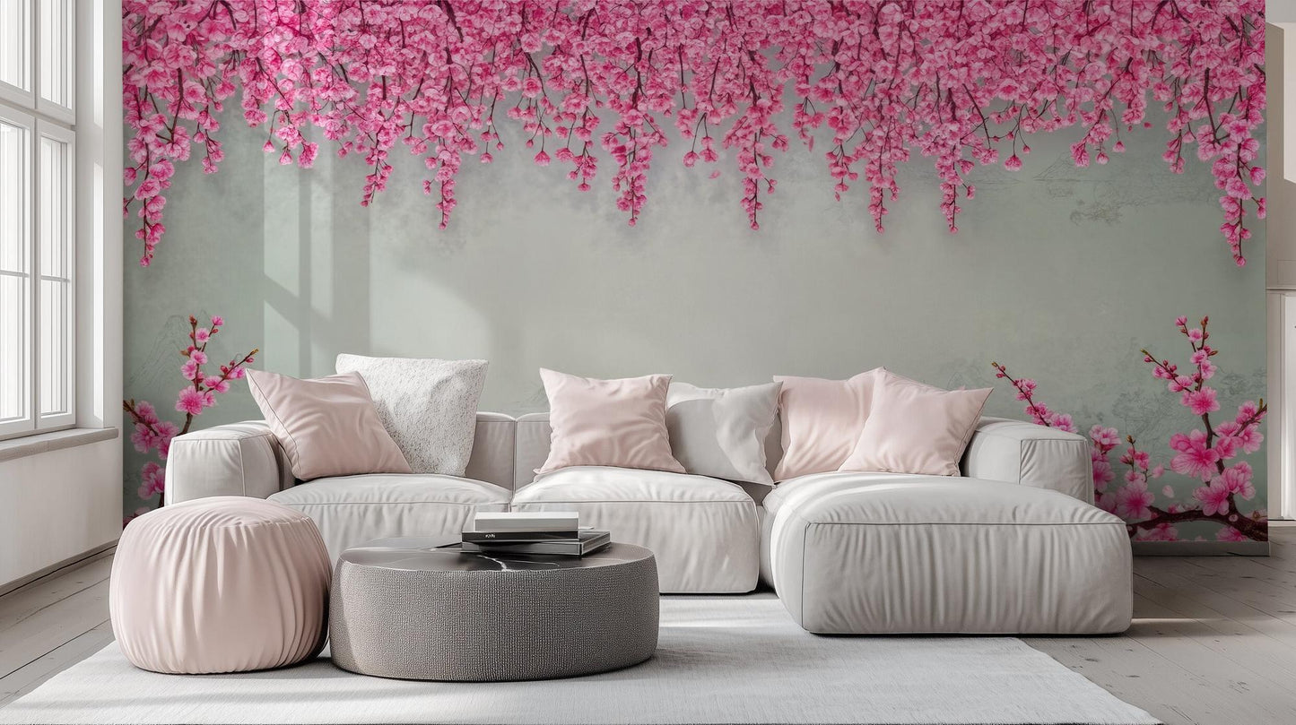 Contemporary Pink wallpaper for Living Room