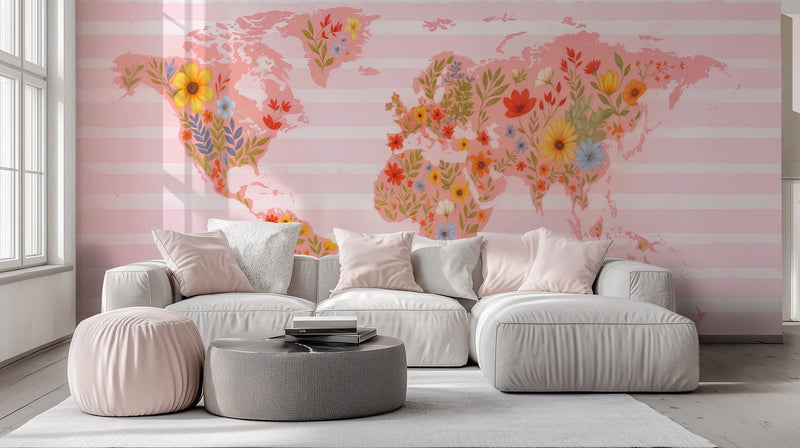 Contemporary Pink wallpaper for Living Room