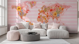 Contemporary Pink wallpaper for Living Room