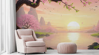 Contemporary Pink wallpaper for Living Room