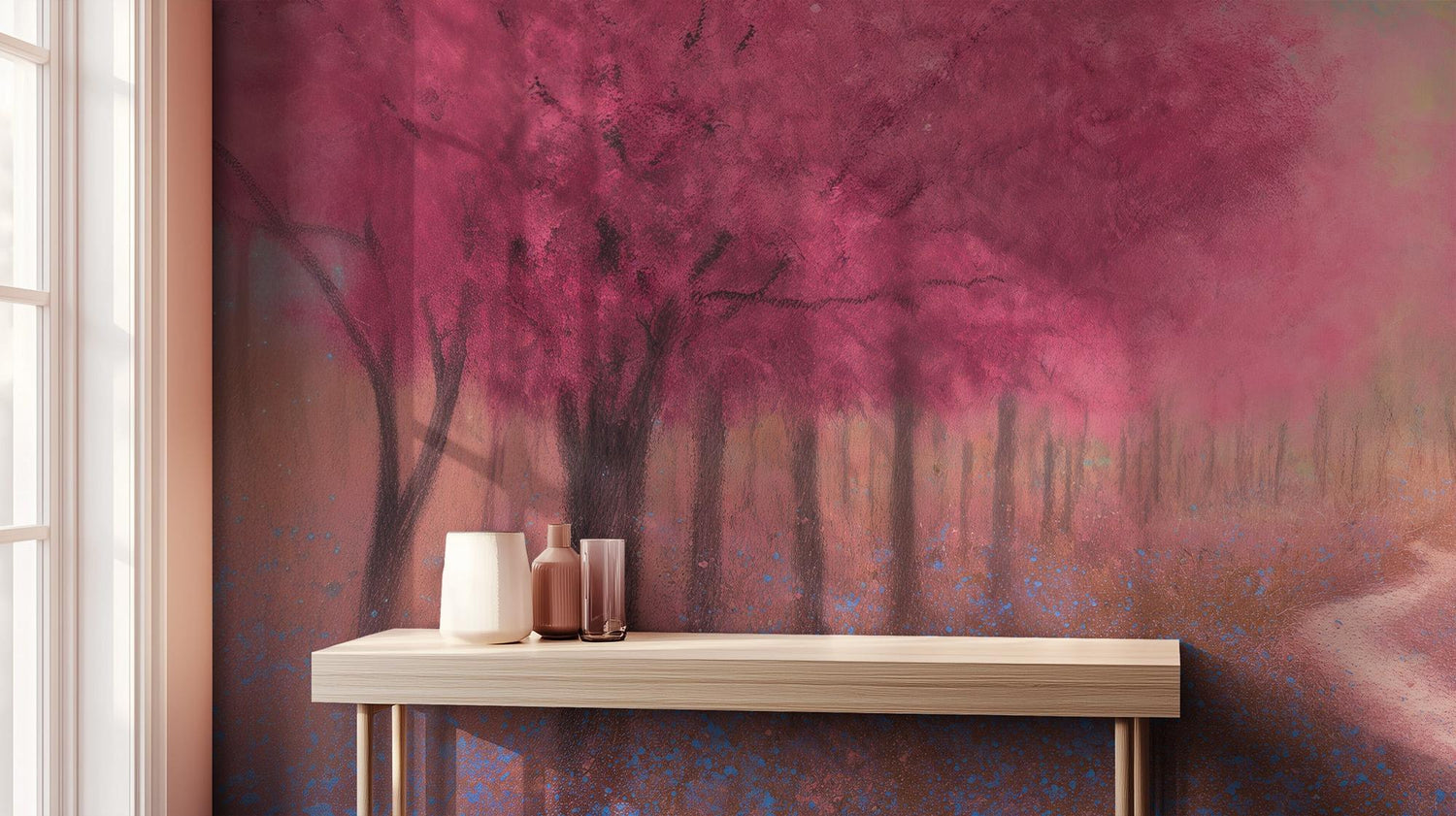 Contemporary Pink wallpaper for Living Room