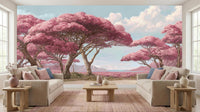 Contemporary Pink wallpaper for Living Room